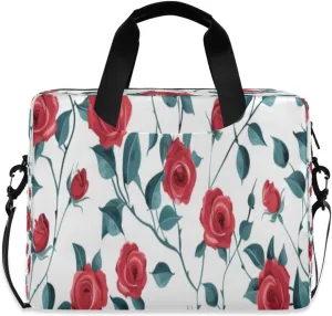 Laptop Bag for Women - Fits 16 inch with Laptop Compartment Carrying Messenger Sleeve with Strap Professional Fashion Travel Purse for Business Office Bag Bright Roses