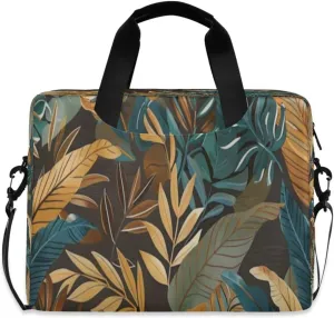Laptop Bag for Women - Fits 16 inch with Laptop Compartment Carrying Messenger Sleeve with Strap Professional Fashion Travel Purse for Business Office Bag Brown Leaves