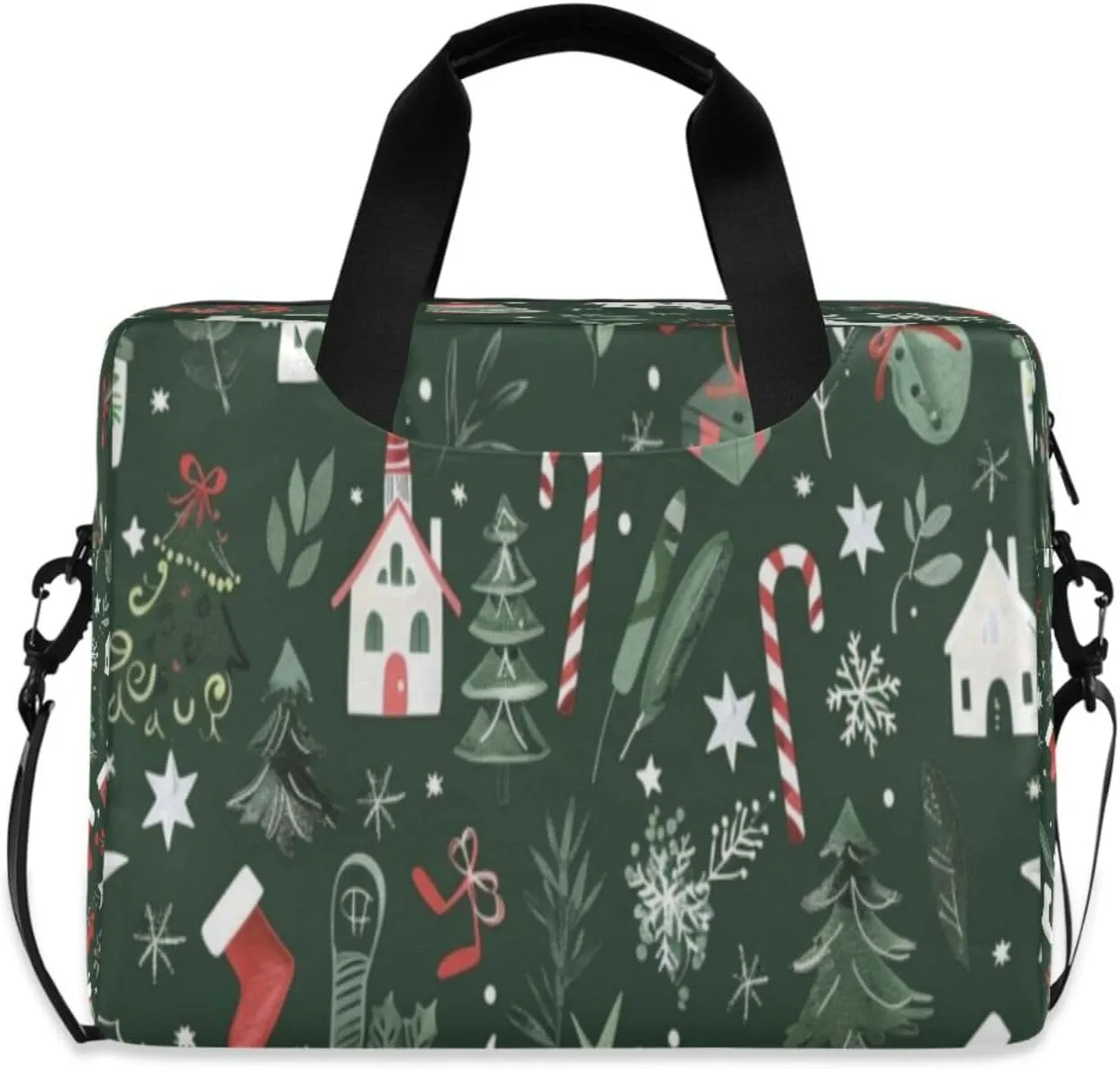 Laptop Bag for Women - Fits 16 inch with Laptop Compartment Carrying Messenger Sleeve with Strap Professional Fashion Travel Purse for Business Office Bag Christmas Style