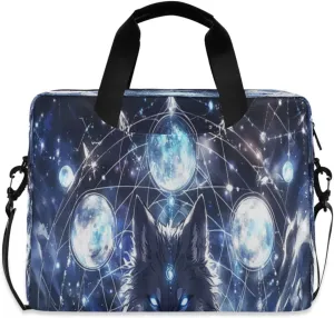 Laptop Bag for Women - Fits 16 inch with Laptop Compartment Carrying Messenger Sleeve with Strap Professional Fashion Travel Purse for Business Office Bag Crystal Wolves