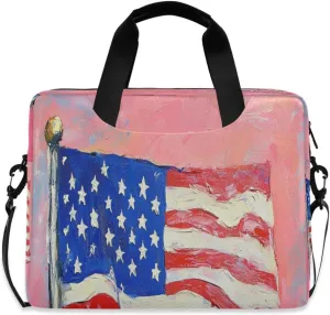 Laptop Bag for Women - Fits 16 inch with Laptop Compartment Carrying Messenger Sleeve with Strap Professional Fashion Travel Purse for Business Office Bag Flag