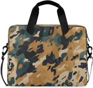 Laptop Bag for Women - Fits 16 inch with Laptop Compartment Carrying Messenger Sleeve with Strap Professional Fashion Travel Purse for Business Office Bag Green Camouflage