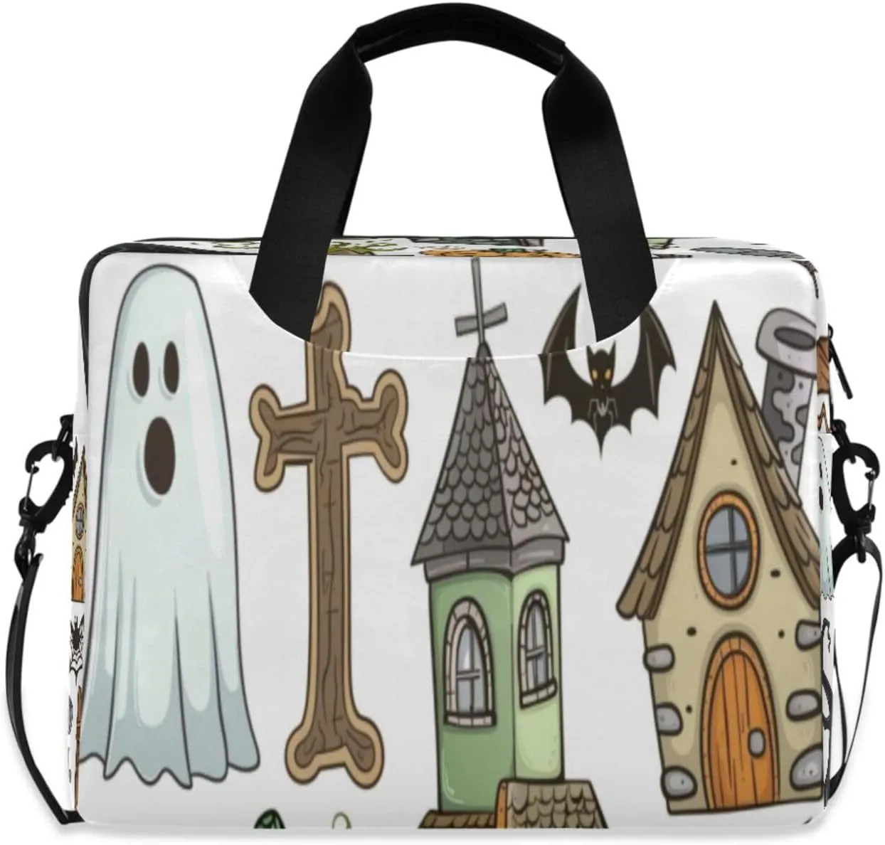 Laptop Bag for Women - Fits 16 inch with Laptop Compartment Carrying Messenger Sleeve with Strap Professional Fashion Travel Purse for Business Office Bag Halloween Series