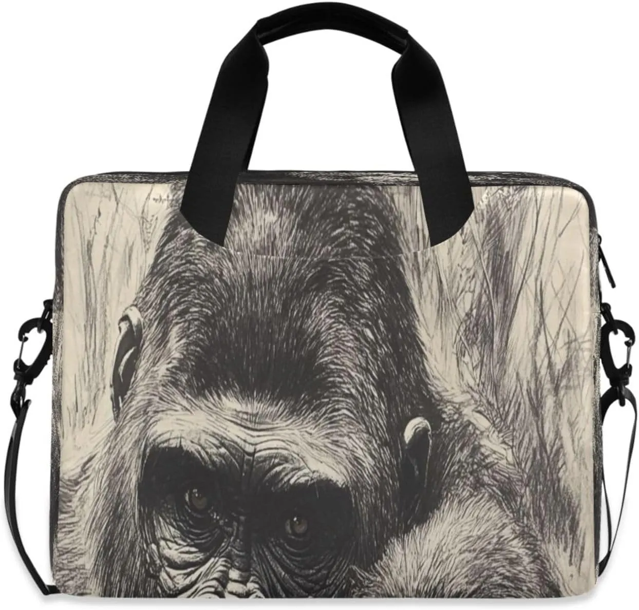 Laptop Bag for Women - Fits 16 inch with Laptop Compartment Carrying Messenger Sleeve with Strap Professional Fashion Travel Purse for Business Office Bag Ink Chimpanzee