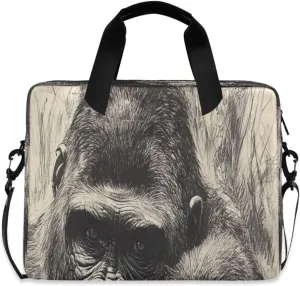 Laptop Bag for Women - Fits 16 inch with Laptop Compartment Carrying Messenger Sleeve with Strap Professional Fashion Travel Purse for Business Office Bag Ink Chimpanzee