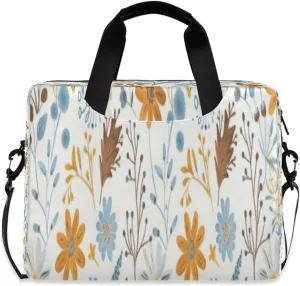 Laptop Bag for Women - Fits 16 inch with Laptop Compartment Carrying Messenger Sleeve with Strap Professional Fashion Travel Purse for Business Office Bag Leaf and Flower