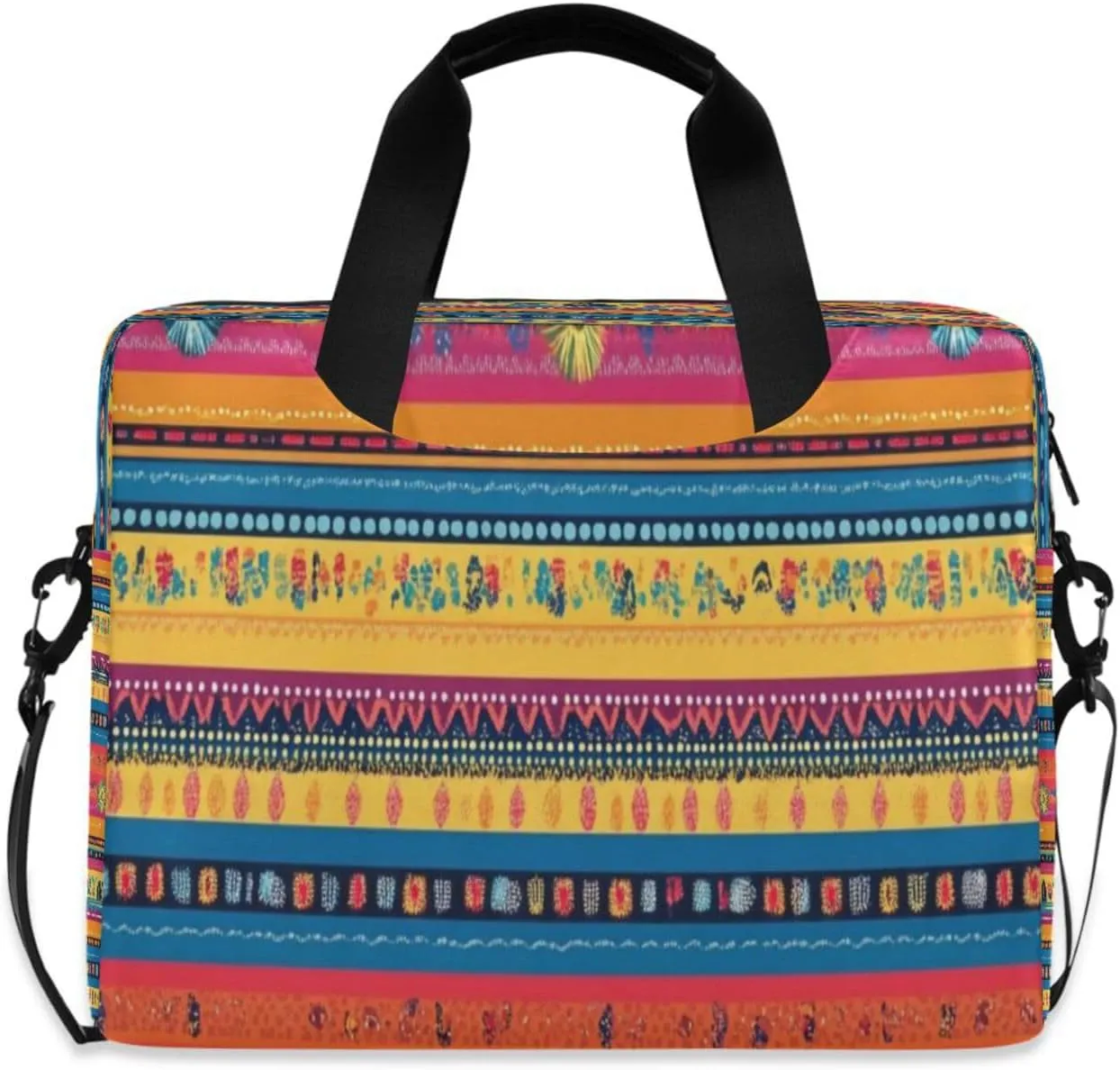 Laptop Bag for Women - Fits 16 inch with Laptop Compartment Carrying Messenger Sleeve with Strap Professional Fashion Travel Purse for Business Office Bag Mexican Stripes