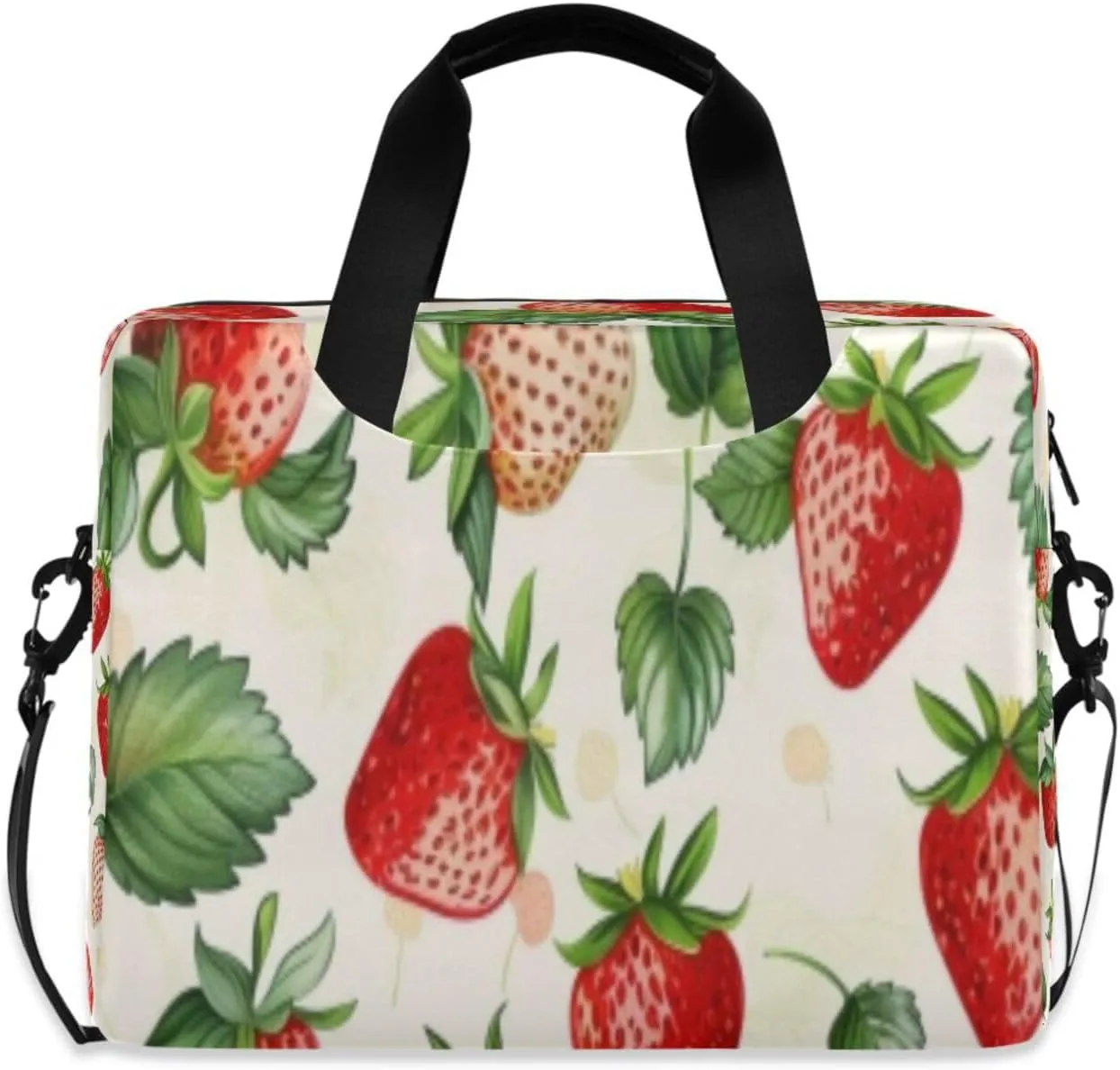 Laptop Bag for Women - Fits 16 inch with Laptop Compartment Carrying Messenger Sleeve with Strap Professional Fashion Travel Purse for Business Office Bag Strawberry