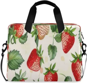 Laptop Bag for Women - Fits 16 inch with Laptop Compartment Carrying Messenger Sleeve with Strap Professional Fashion Travel Purse for Business Office Bag Strawberry