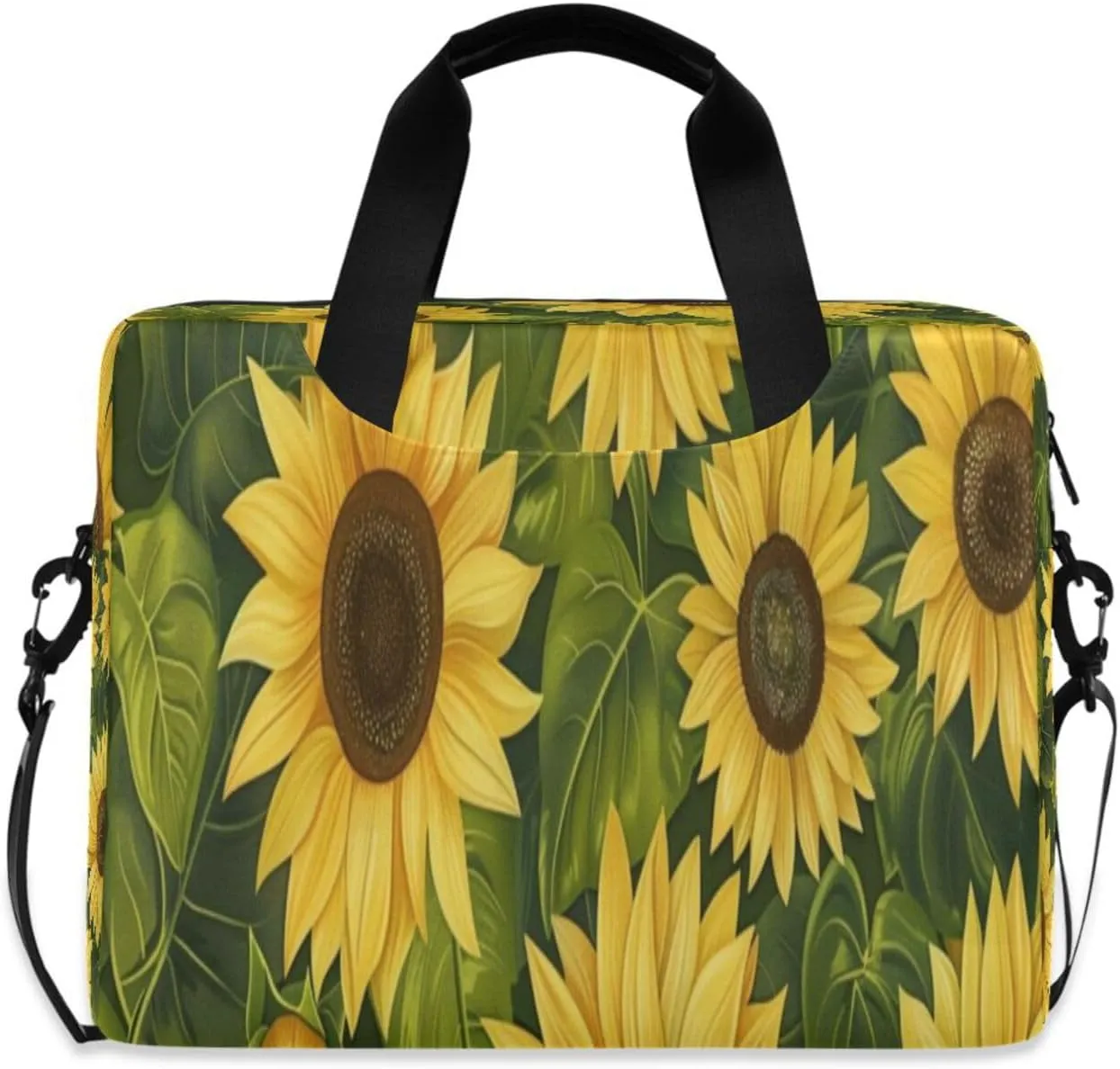 Laptop Bag for Women - Fits 16 inch with Laptop Compartment Carrying Messenger Sleeve with Strap Professional Fashion Travel Purse for Business Office Bag Sunflowers