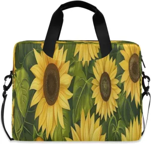 Laptop Bag for Women - Fits 16 inch with Laptop Compartment Carrying Messenger Sleeve with Strap Professional Fashion Travel Purse for Business Office Bag Sunflowers