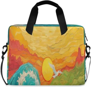Laptop Bag for Women - Fits 16 inch with Laptop Compartment Carrying Messenger Sleeve with Strap Professional Fashion Travel Purse for Business Office Bag Sunset Oil Painting