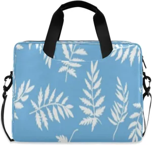 Laptop Bag for Women - Fits 16 inch with Laptop Compartment Carrying Messenger Sleeve with Strap Professional Fashion Travel Purse for Business Office Bag White Leaves
