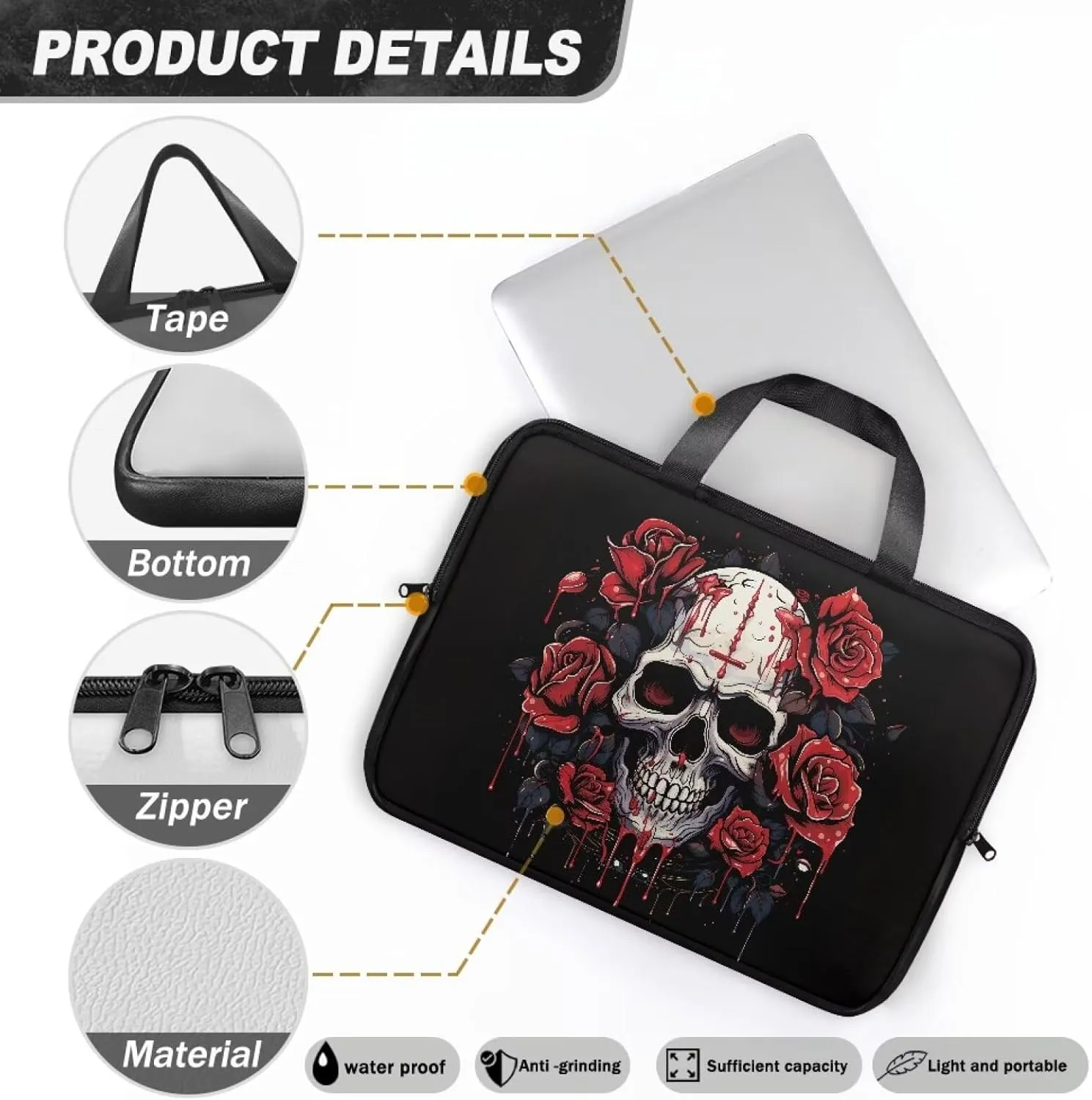 Laptop Carrying Case Large Capacity Travel Laptop Bag Waterproof Briefcase Portable Computer Protective Sleeves