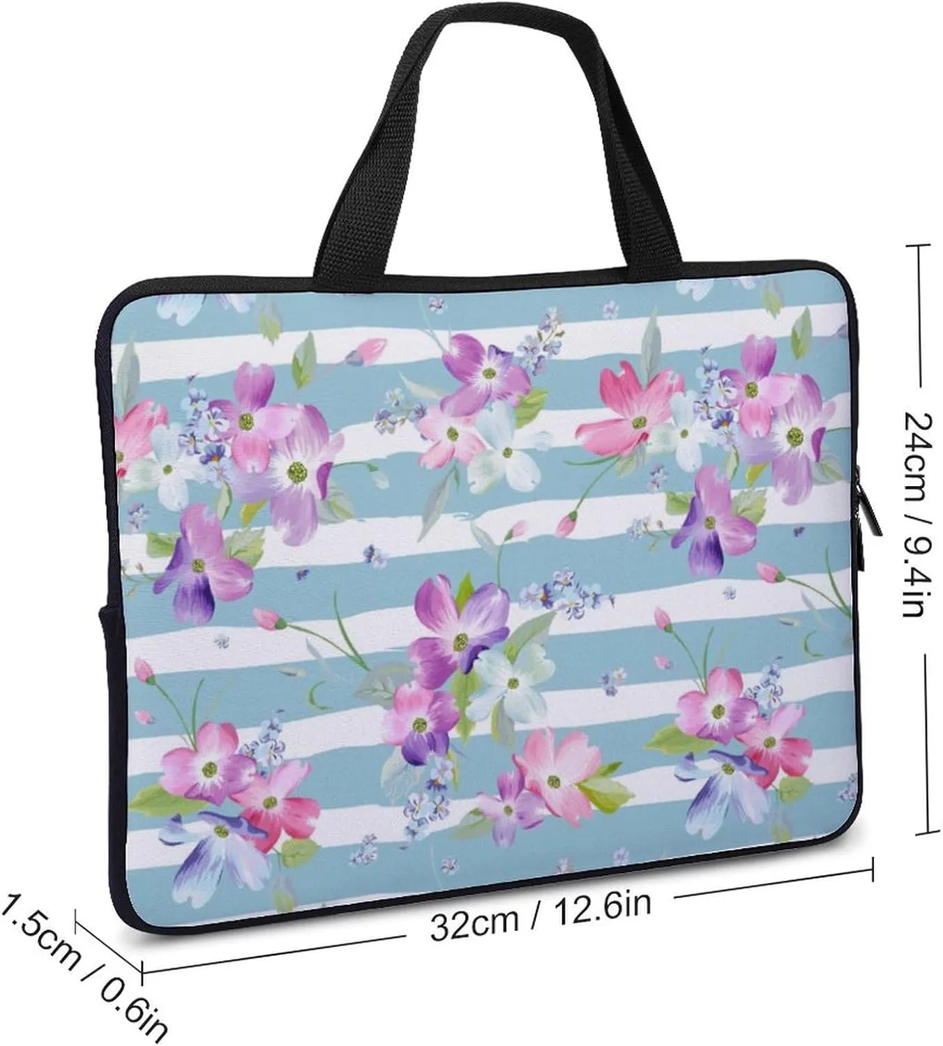 Laptop Case Sleeve Travel Striped Florals HandBag Laptop Bag Shock-proof Protective Computer Cover Tote Briefcase for