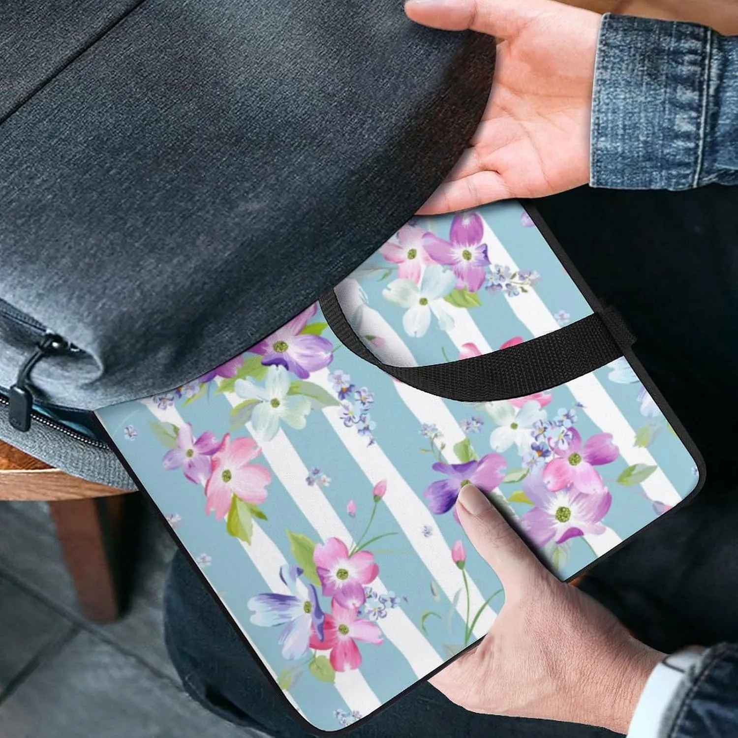 Laptop Case Sleeve Travel Striped Florals HandBag Laptop Bag Shock-proof Protective Computer Cover Tote Briefcase for