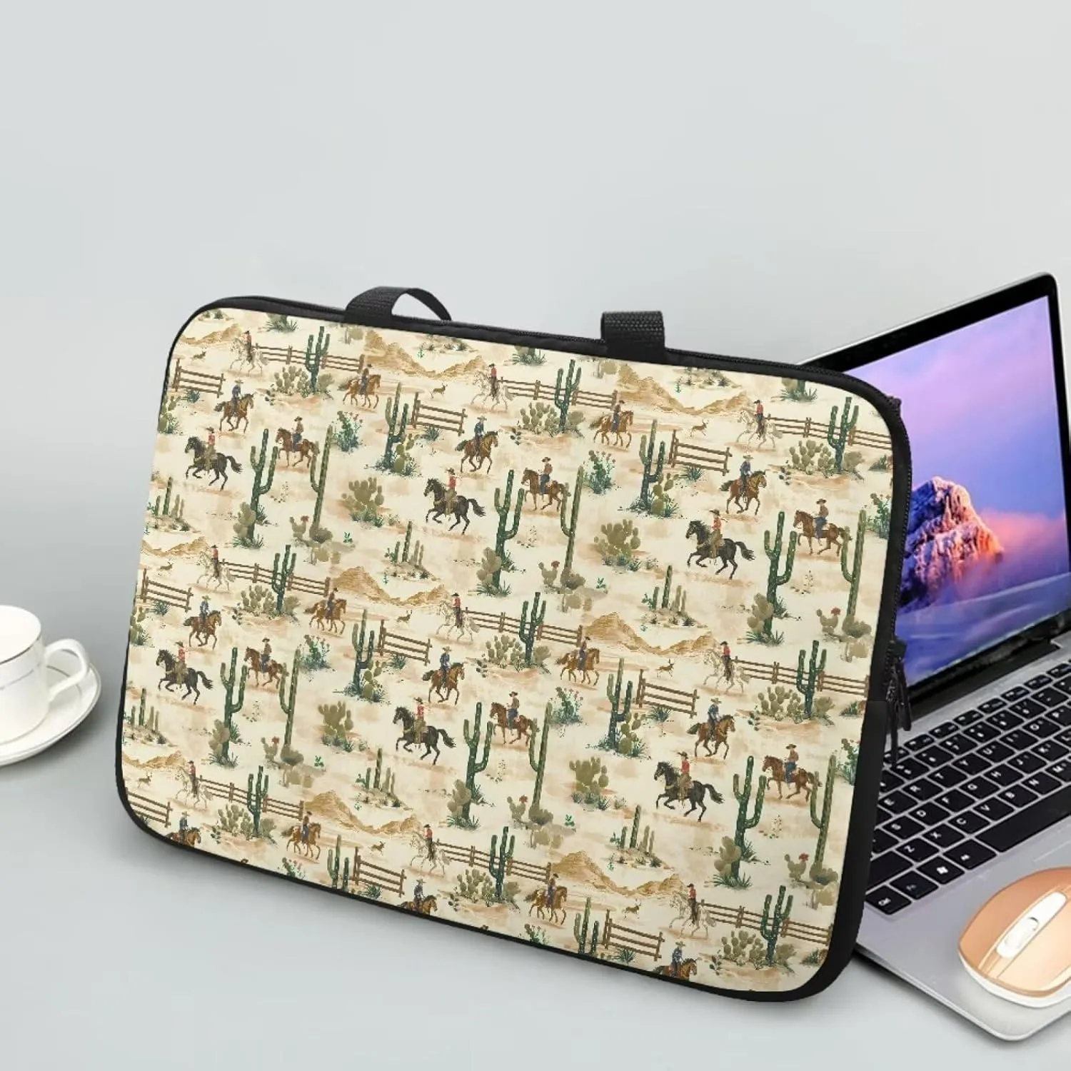 Laptop Sleeve Case for Women Men Work Computer Protective Bag Tablet Carrying Briefcase with Handle 360 Protective Laptop Bag,Cowboys Print