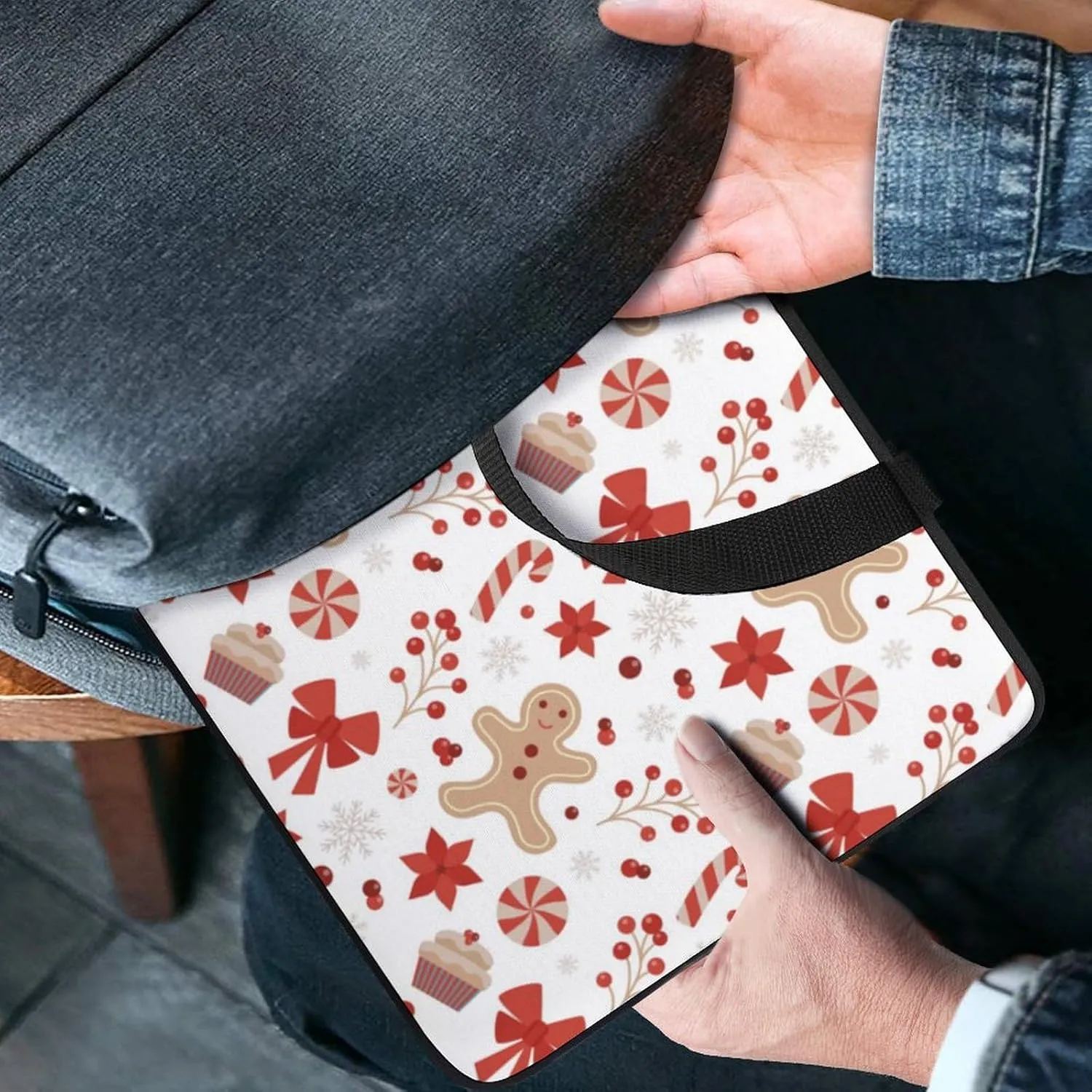 Laptop Sleeve Case Travel Gingerbread Candy Handle Laptop Bag Shockproof Protective Computer Cover Tote Briefcase for