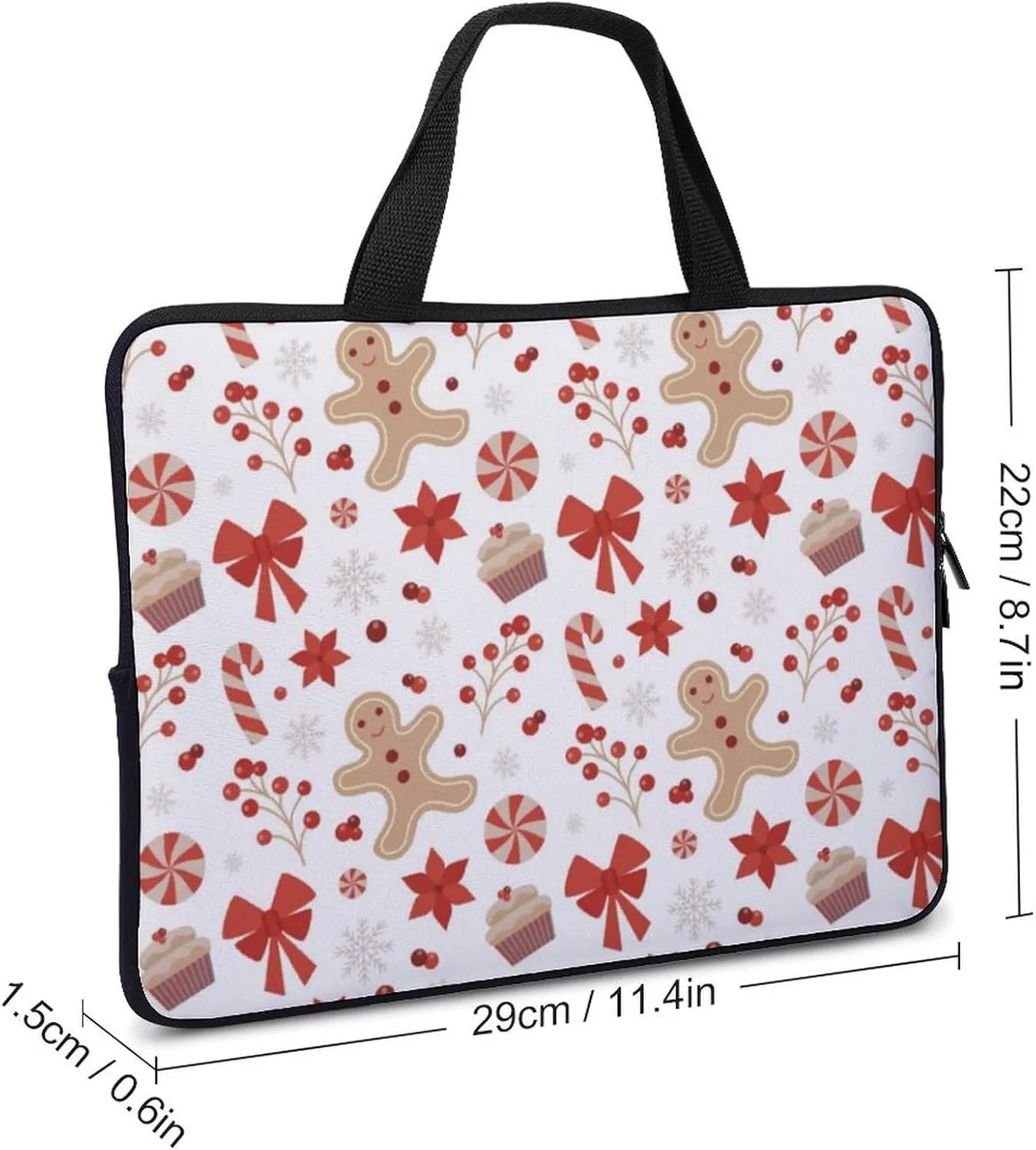 Laptop Sleeve Case Travel Gingerbread Candy Handle Laptop Bag Shockproof Protective Computer Cover Tote Briefcase for