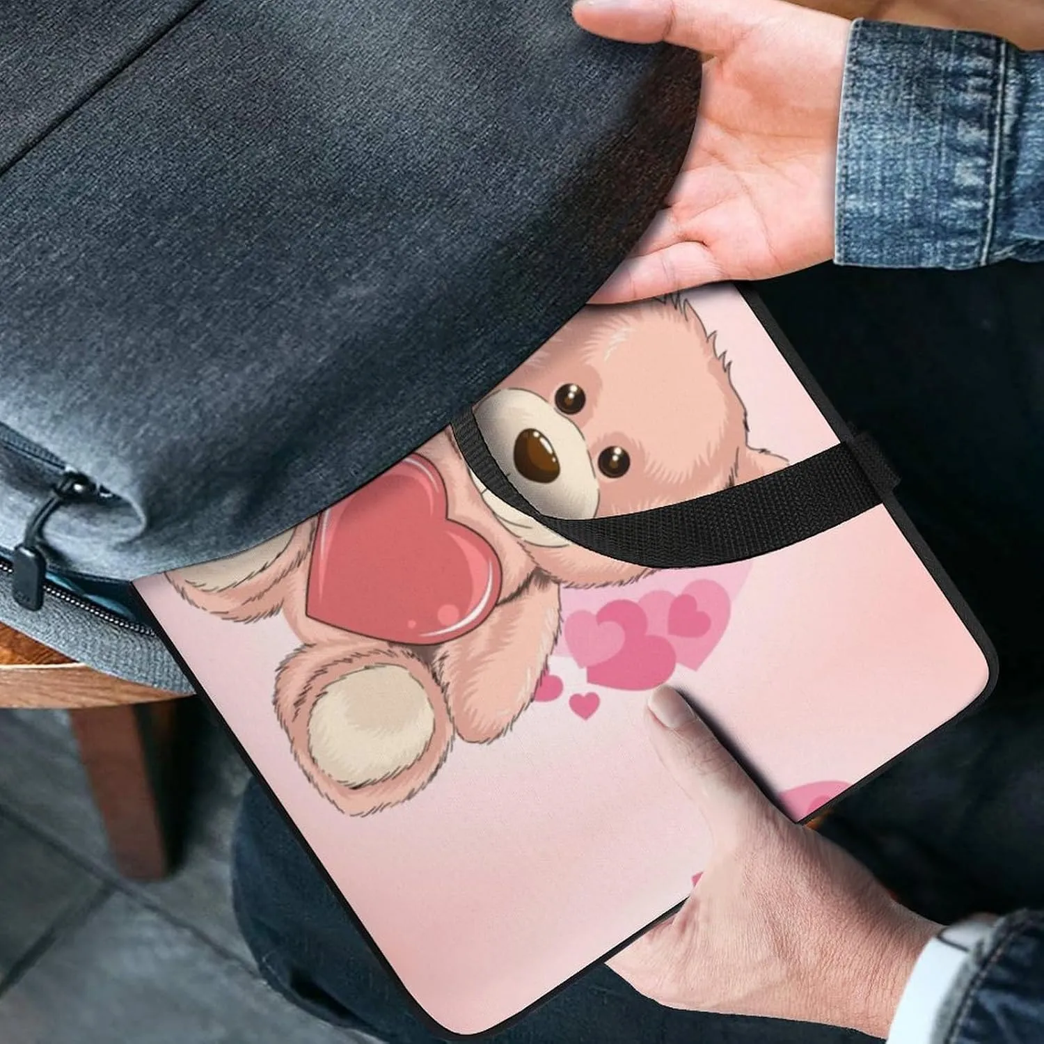 Laptop Sleeve Case Traveling Pink Bear HandBag Laptop Bag Shockproof Protective Computer Cover Tote Briefcase