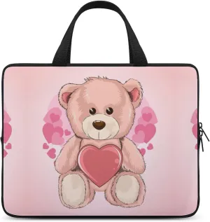 Laptop Sleeve Case Traveling Pink Bear HandBag Laptop Bag Shockproof Protective Computer Cover Tote Briefcase