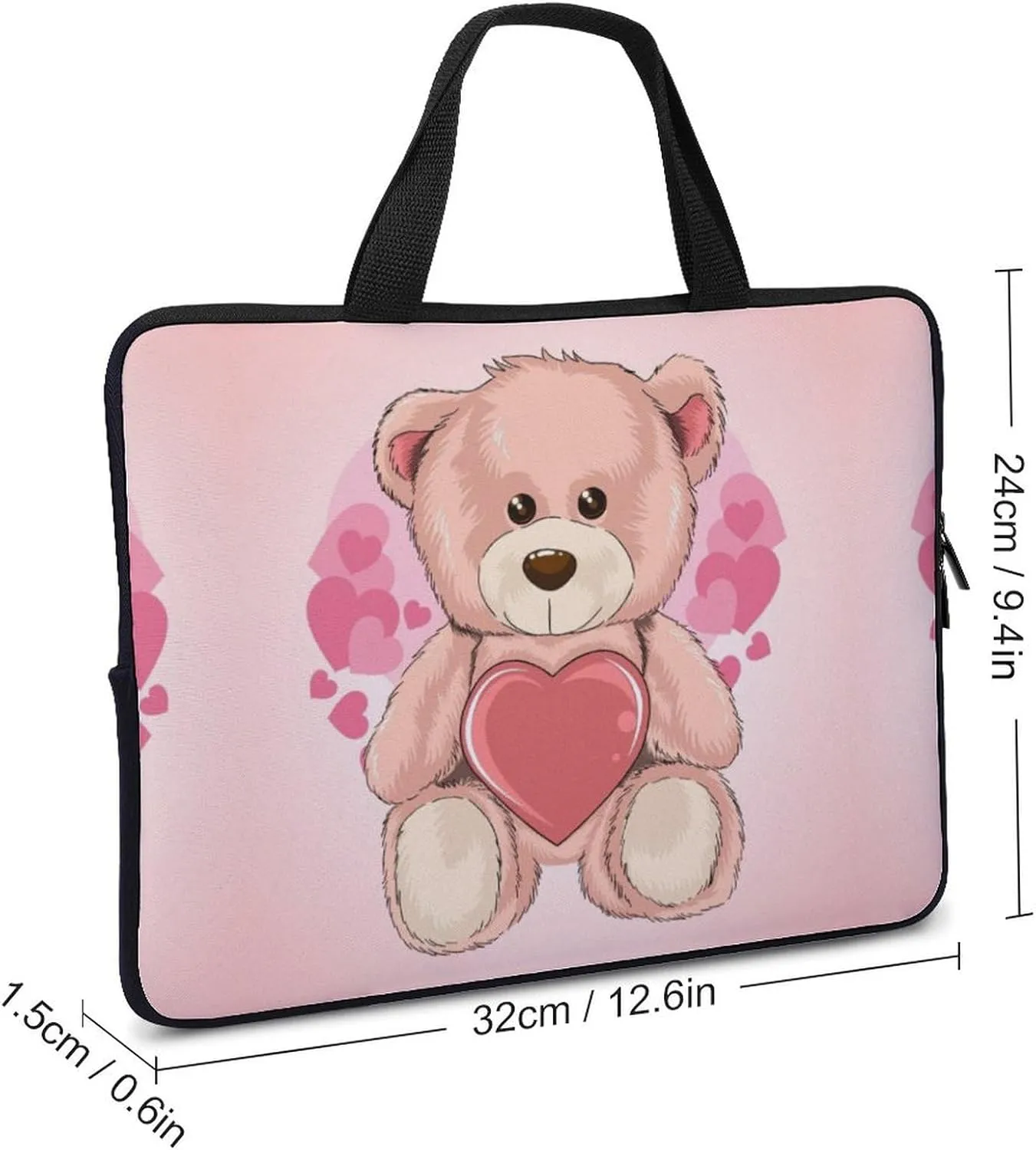 Laptop Sleeve Case Traveling Pink Bear HandBag Laptop Bag Shockproof Protective Computer Cover Tote Briefcase