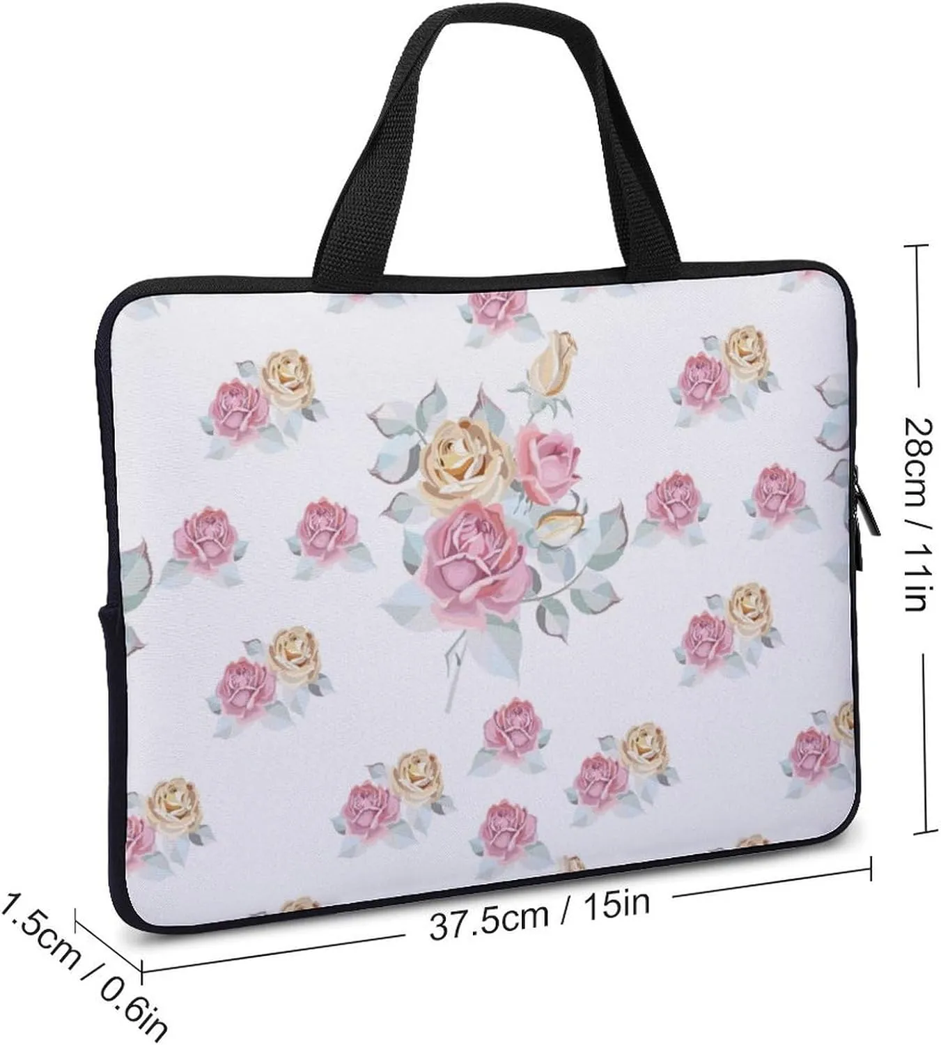 Laptop Sleeve Case Traveling Rose Florals HandBag Laptop Bag Shockproof Protective Computer Cover Tote Briefcase for