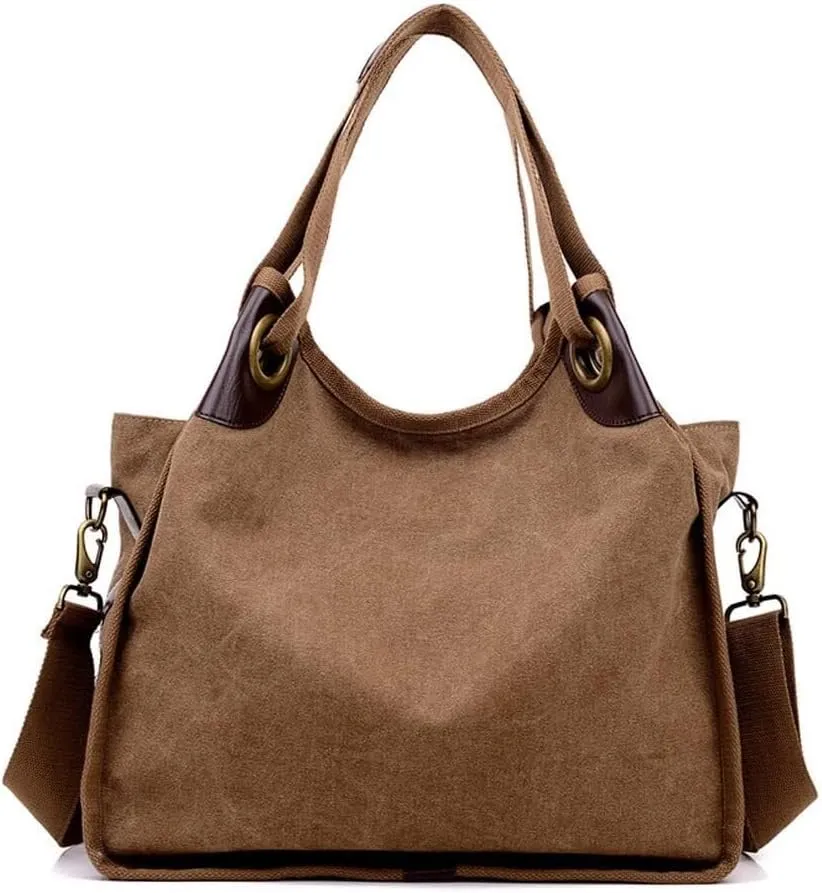 Large Capacity Top Handle Purse for Work Travel Tote for Women Retro Canvas Shoulder Purse Retro Hobo Handbags