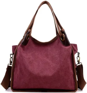 Large Capacity Top Handle Purse for Work Travel Tote for Women Retro Canvas Shoulder Purse Retro Hobo Handbags