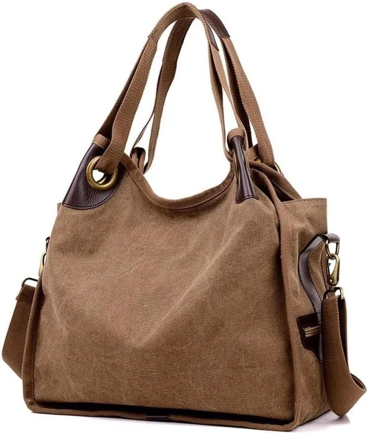 Large Capacity Top Handle Purse for Work Travel Tote for Women Retro Canvas Shoulder Purse Retro Hobo Handbags