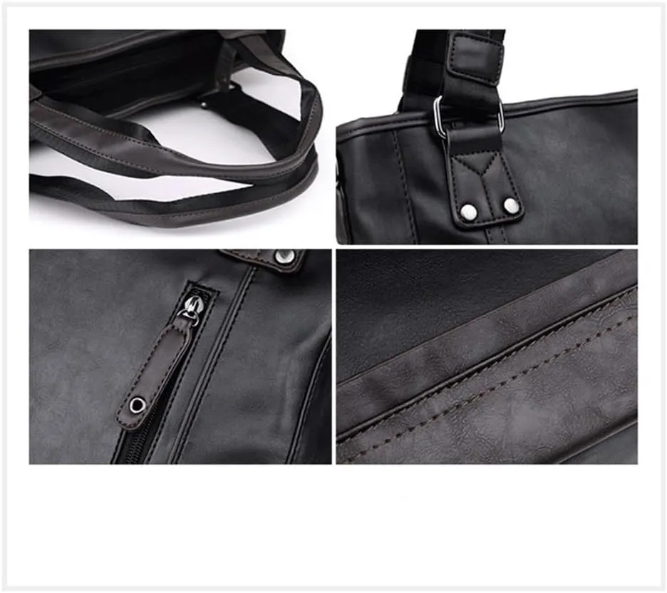 Large Leather Carry On Weekender Overnight Bag Laptop Waterproof Vintage For Business Travel Office Work