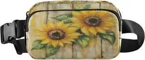 Leaves Wooden Panel Yellow Fanny Packs for Women Girls Crossbody Bags Everywhere Belt Bag with Adjustable Strap Fashion Waist Pack for Shopping Running Travel