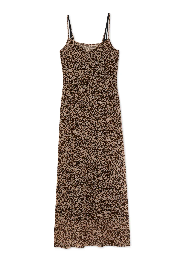 Leopard Mesh Slip Dress Petite