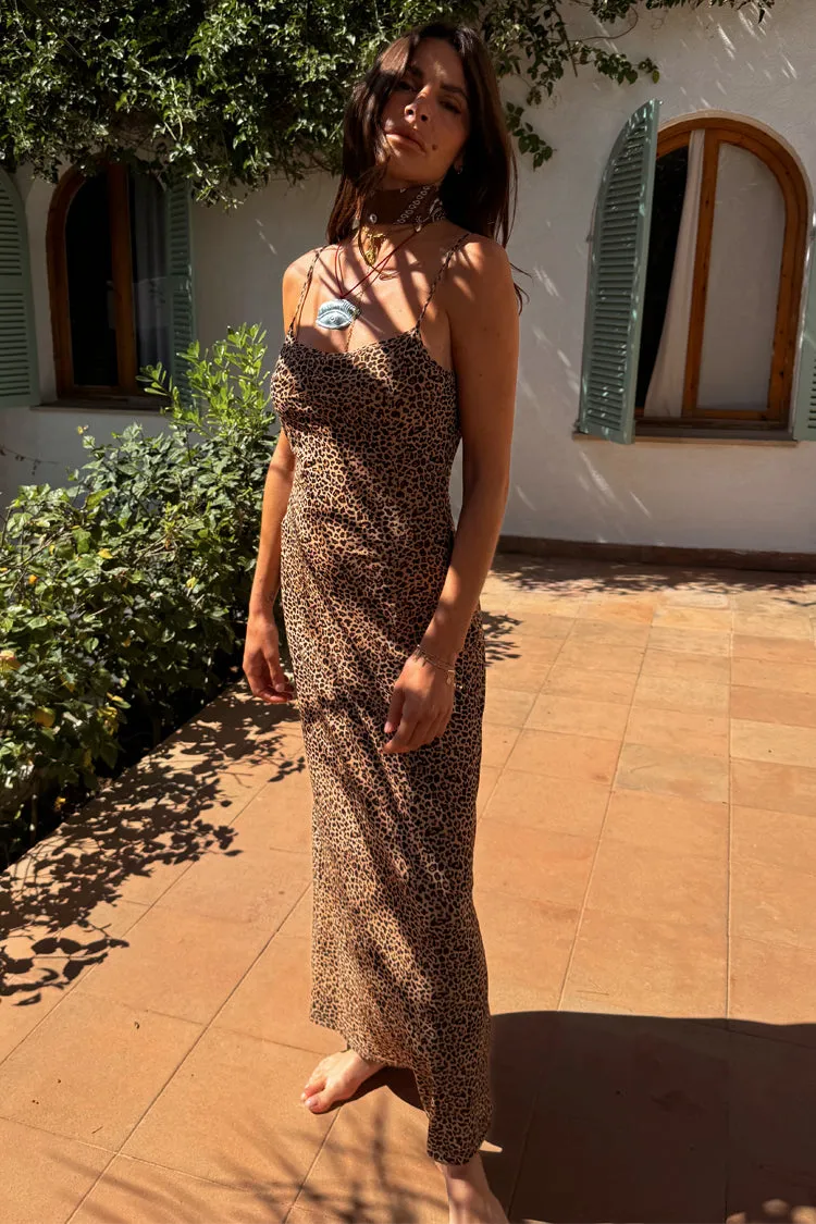 Leopard Mesh Slip Dress Petite