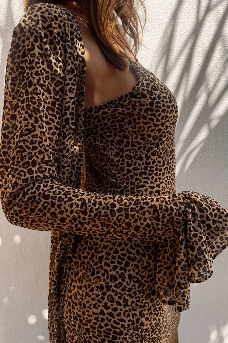 Leopard Mesh Slip Dress Petite