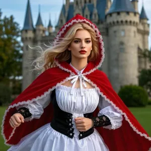 Little Red Riding Hood Cape Velvet Cloak for Halloween Christmas Cosplay Party
