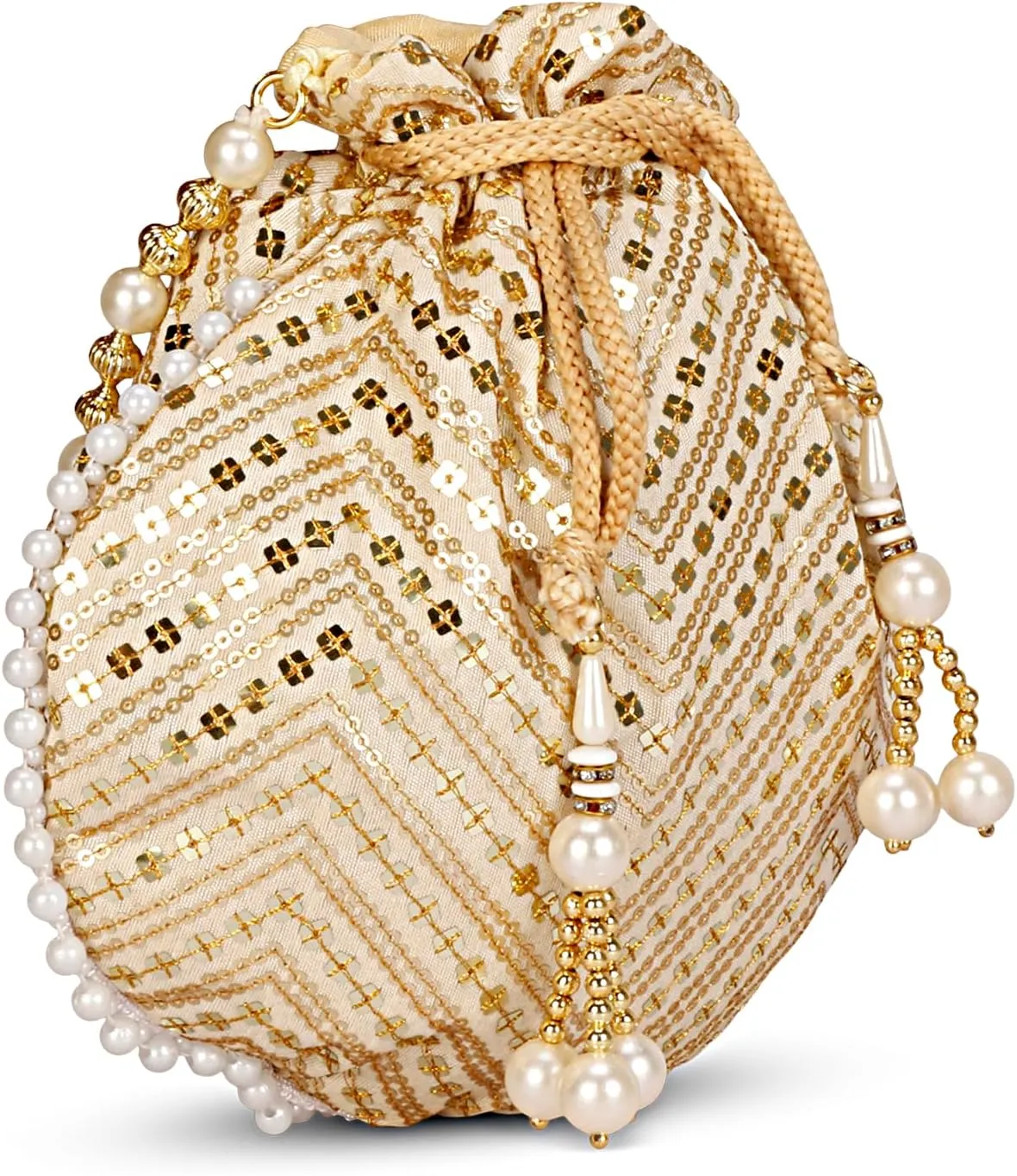 LONGING TO BUY Indian Ethnic Polti Bags For Reutrn Gift, Potli Bags for Wedding, Potli Bags For Gift (Pack of 3 Piece)