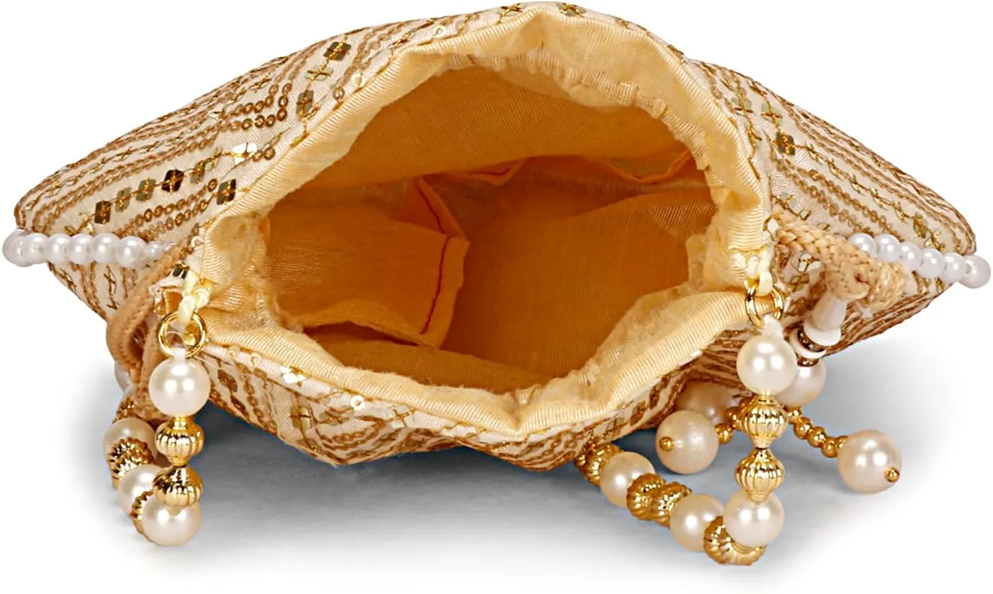 LONGING TO BUY Indian Ethnic Polti Bags For Reutrn Gift, Potli Bags for Wedding, Potli Bags For Gift (Pack of 3 Piece)