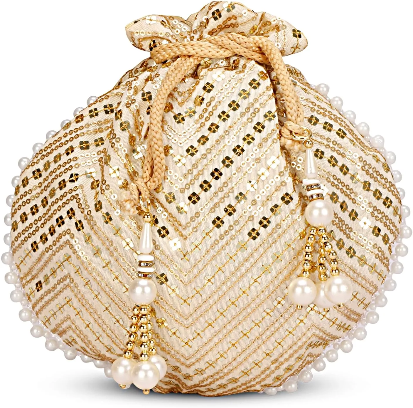 LONGING TO BUY Indian Ethnic Polti Bags For Reutrn Gift, Potli Bags for Wedding, Potli Bags For Gift (Pack of 3 Piece)