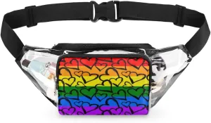 Love Color Art Clear Fanny Pack Stadium Approved Adjustable Clear Belt Bag Cute Waist Bags for Women Men Travel Sports Events Hiking Concerts