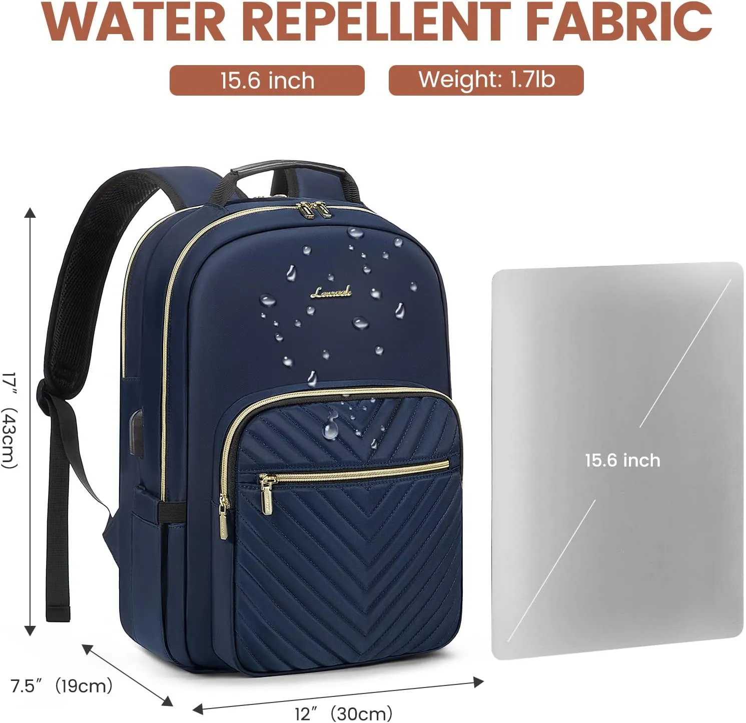 LOVEVOOK Laptop Backpack for Women 15.6 inch,Cute Womens Travel Backpack Purse,Professional Laptop Computer Bag,Waterproof Work Business College Teacher Bags Carry on Backpack with USB Port,Navy Blue