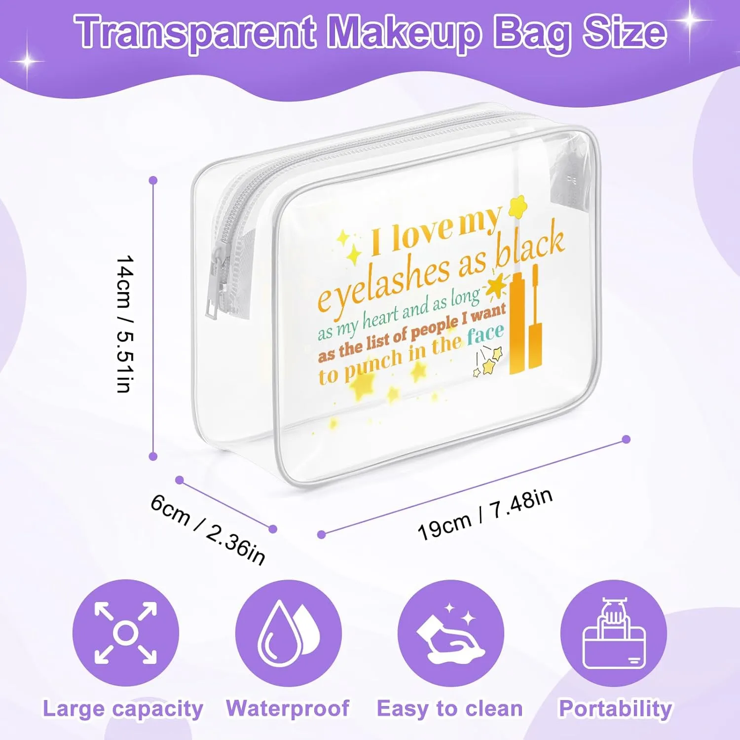 Mascara Gifts Clear Makeup Bags with Zipper Makeup Lover Gifts for Women Gifts for Professional Makeup Artists Cosmetic Travel Bag Organizer Beautician Gifts for Stylist Birthday Christmas Gifts