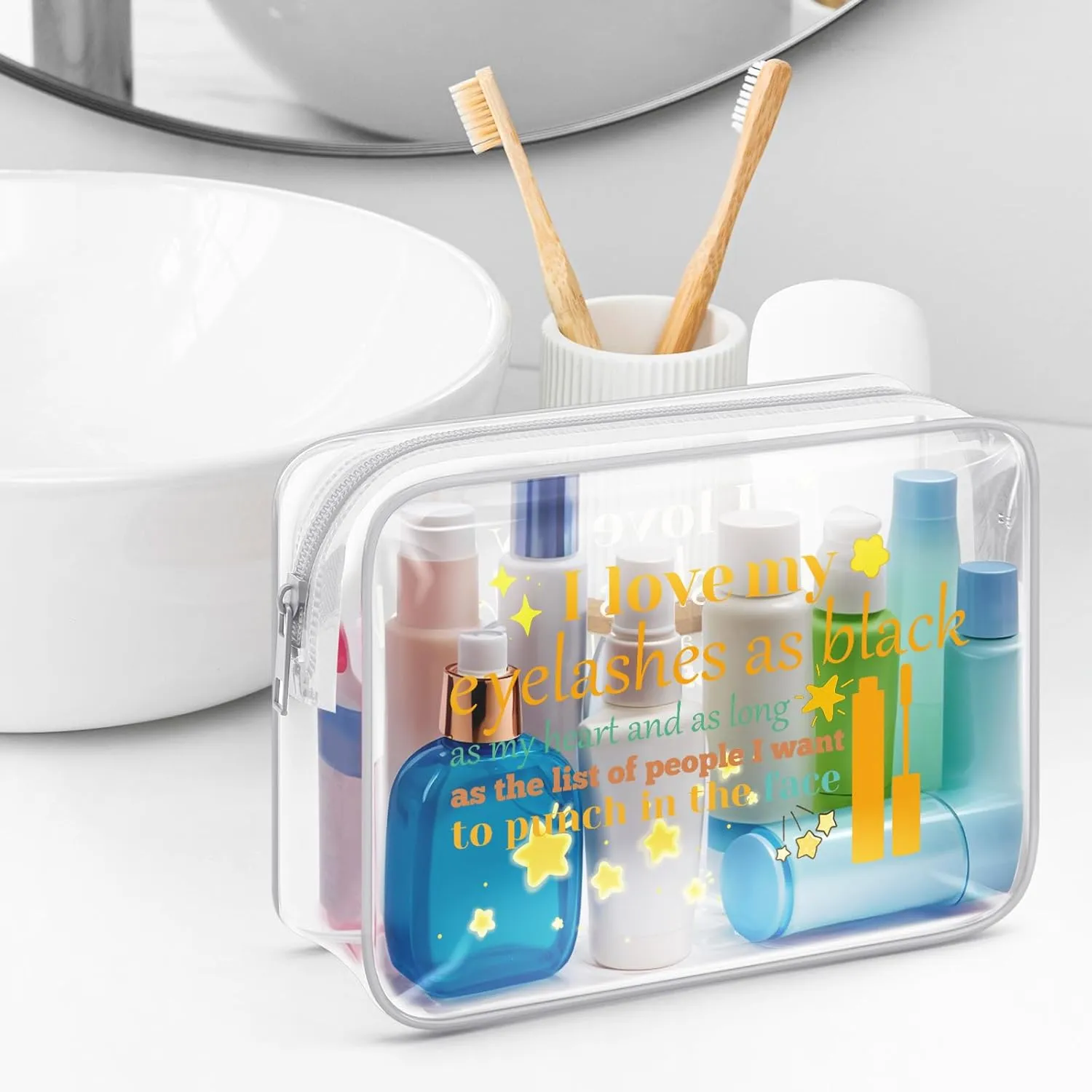 Mascara Gifts Clear Makeup Bags with Zipper Makeup Lover Gifts for Women Gifts for Professional Makeup Artists Cosmetic Travel Bag Organizer Beautician Gifts for Stylist Birthday Christmas Gifts