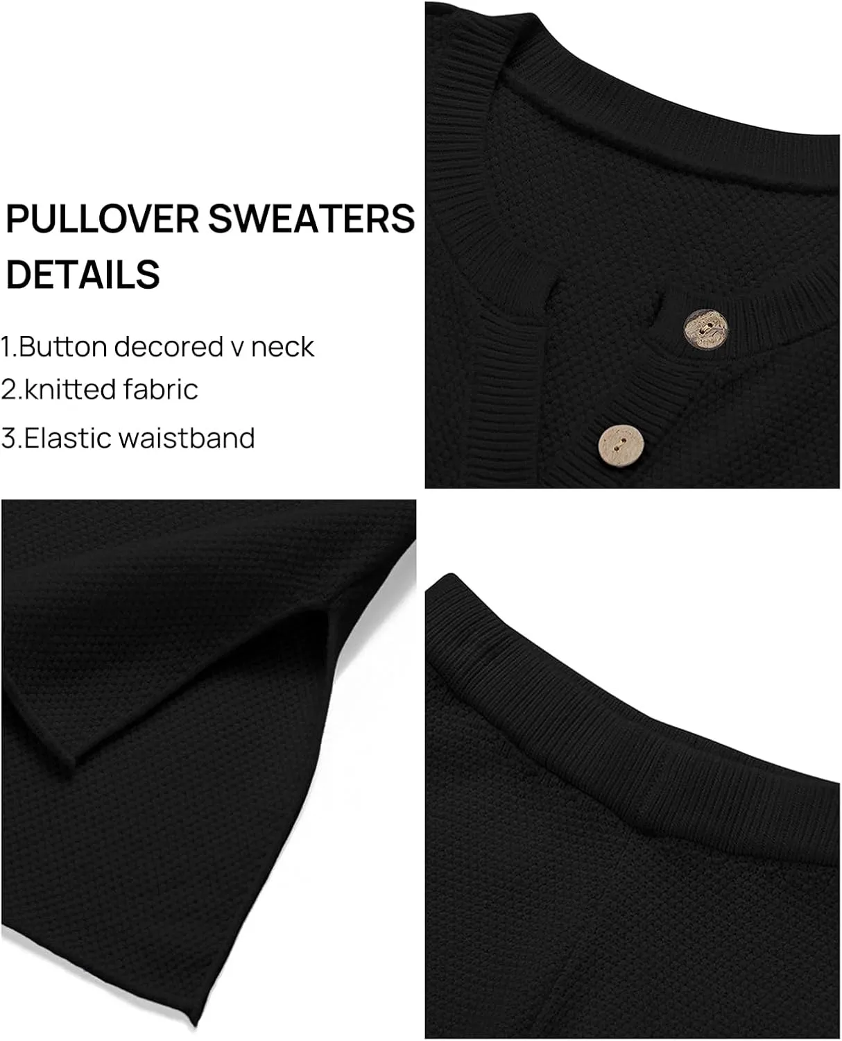 MEROKEETY Women's 2 Piece Outfit Sets Long Sleeve Button Knit Pullover Sweater and Pants Lounge Sets