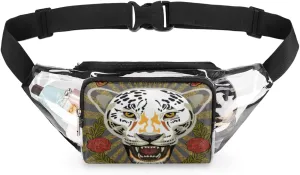 Mighty Leopard Clear Fanny Pack Stadium Approved Adjustable Clear Belt Bag Cute Waist Bags for Women Men Travel Sports Events Hiking Concerts