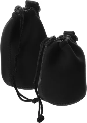 Mikikit 2Pcs Camera Lens Pouch Water Resistant Shock Absorbing Storage Organizer for DSLR Lens and Accessories Protective Sleeve for Photographers the Go