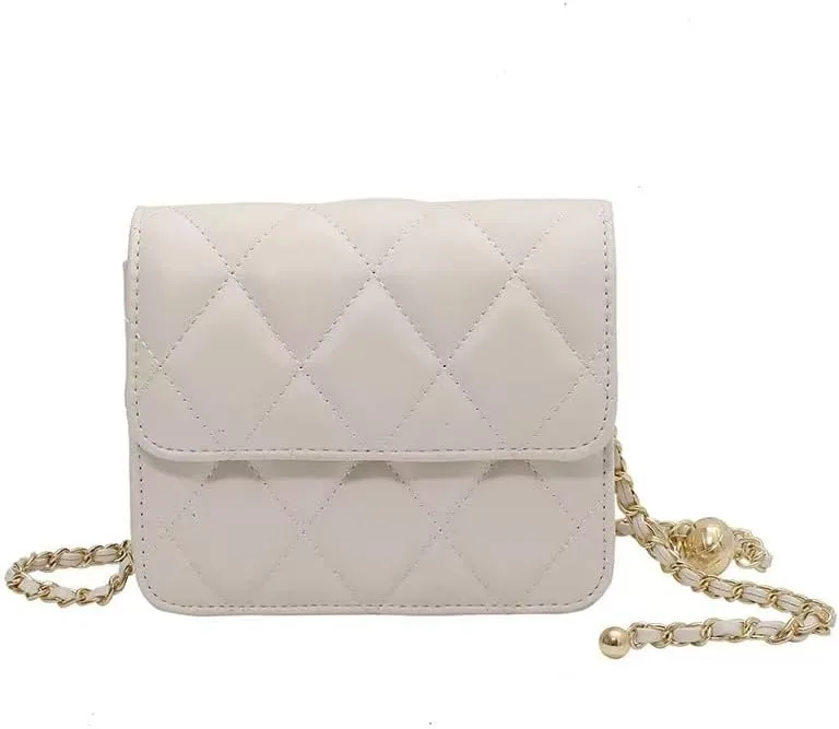 Mini Belt Bag for Women Crossbody Bag Purse Small Leather Waist Bag Fashionable Waist Purse Trendy Belt Purse (Micro,Black), White
