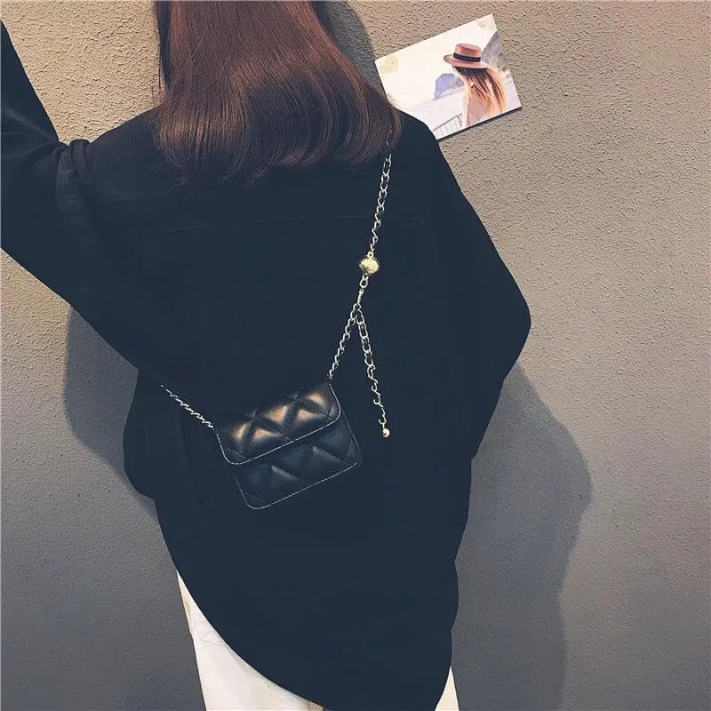 Mini Belt Bag for Women Crossbody Bag Purse Small Leather Waist Bag Fashionable Waist Purse Trendy Belt Purse (Micro,Black), White