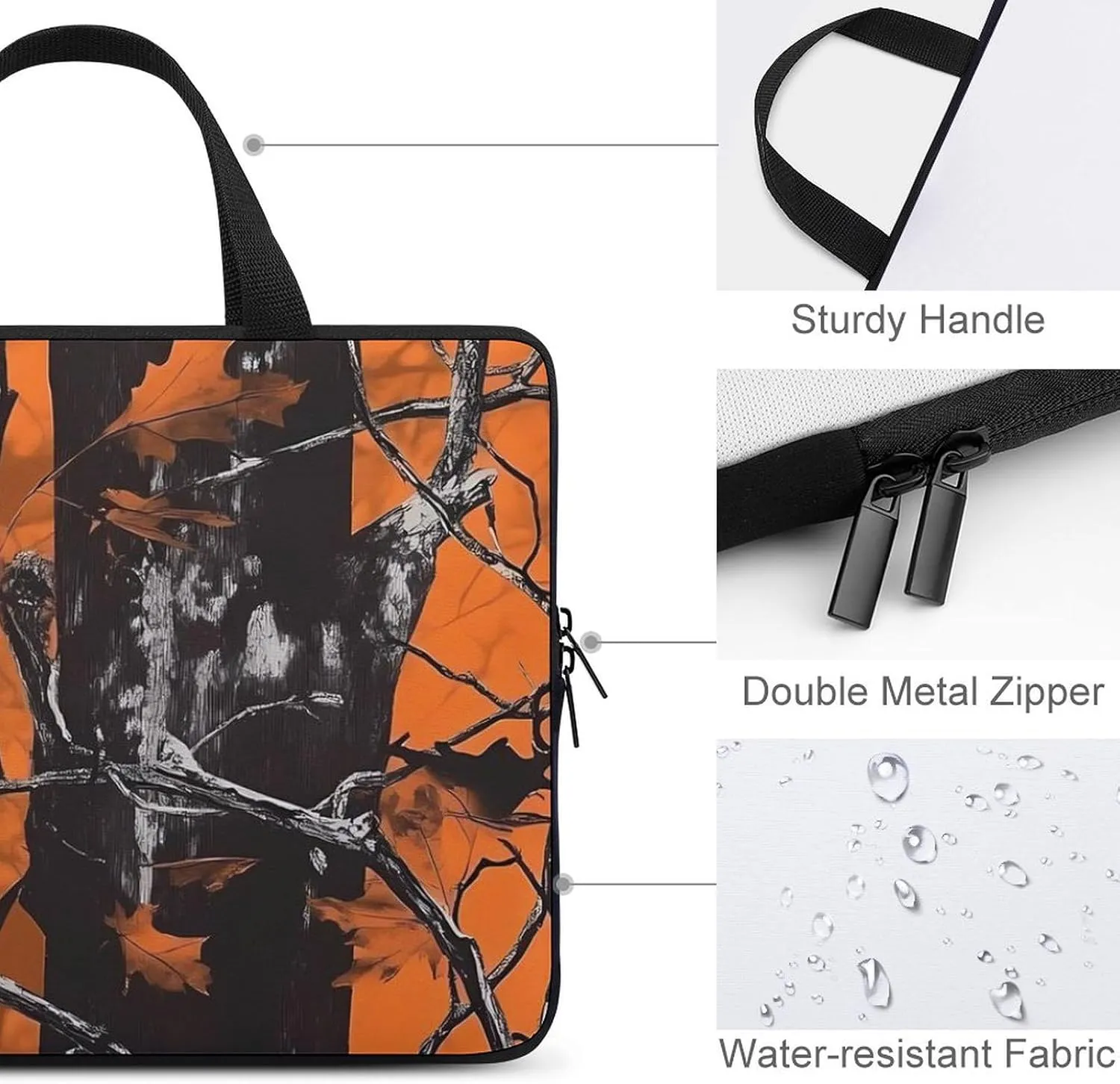 Orange Camouflage Trees Laptop Sleeve Bag Computer Carrying Case Laptops Protective Cover for Travel Business