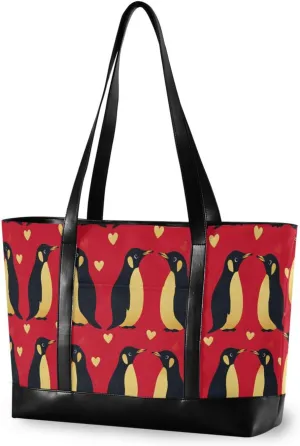 Penguin Gold Red Valentines professional 14inch laptop bag with zipper for men with diaper bolsos para mujeres